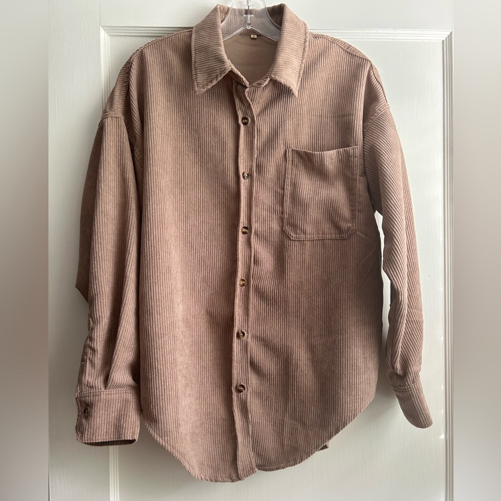 Tan Corduroy Button-Up Shirt